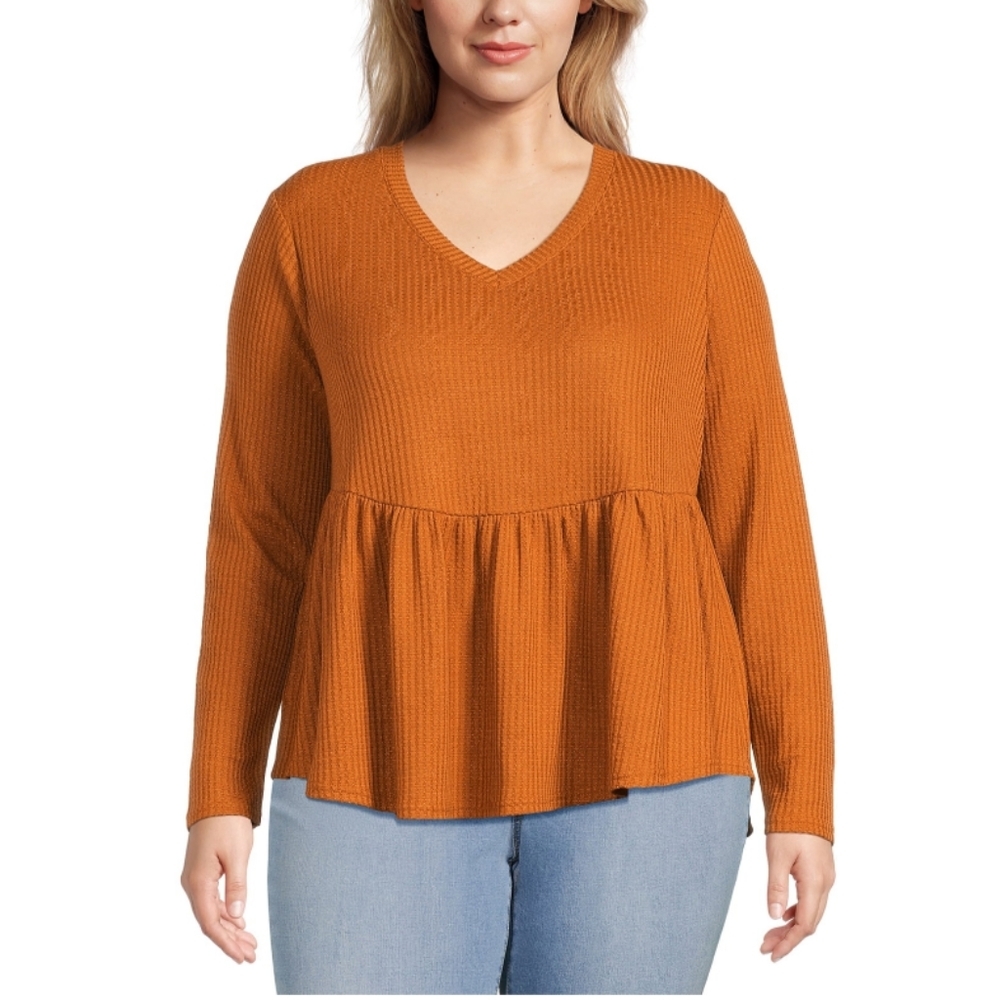Terra & Sky Women’s Plus Size 1X (16W-18W) Waffle Swing Top NWT